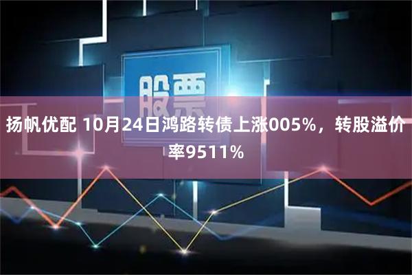扬帆优配 10月24日鸿路转债上涨005%，转股溢价率9511%